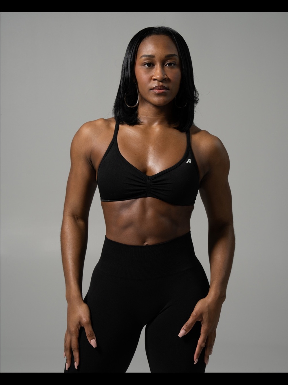 Alphalete Black Ruched Front Sports Bra